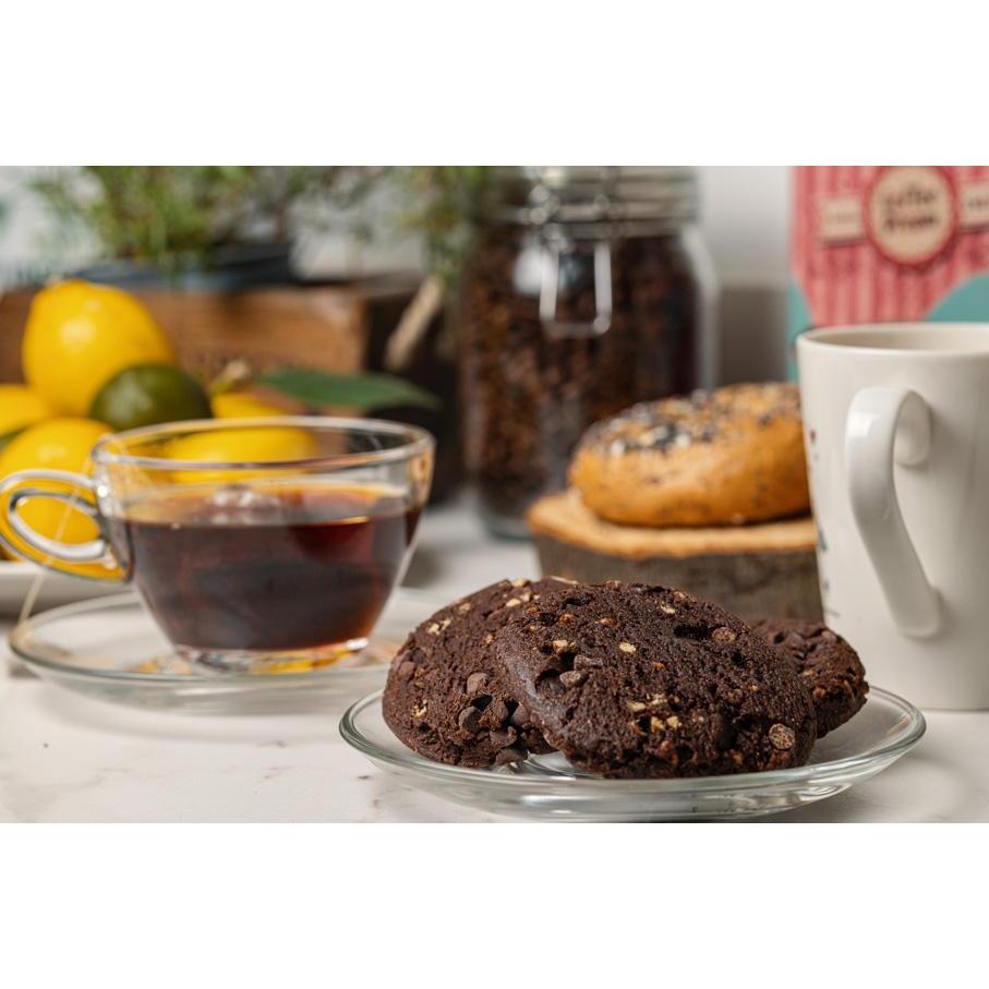 delicious cbd cookie next to tea cup